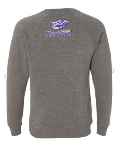 The Highlands Hurricanes Varsity Crew Sweatshirt with Embroidery & Tackle Twill- Nickel