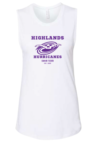 The Highlands Hurricanes Ladies Muscle Tank Top - White or Athletic Heather