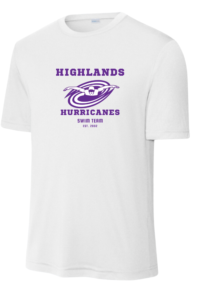 ​The Highlands Hurricanes Mens Moisture Wick Tee - Grey Concrete or White