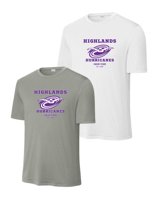 ​The Highlands Hurricanes Mens Moisture Wick Tee - Grey Concrete or White