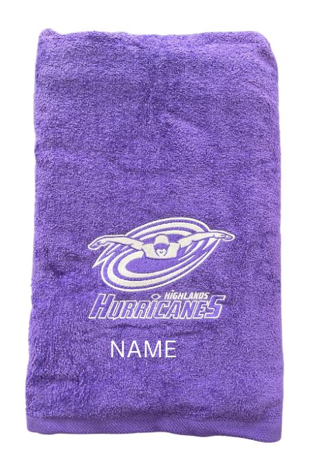 The Highlands Hurricanes Embroidered Beach Towel- Purple