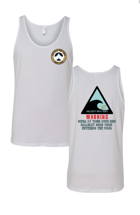 Hallsley High Tides Team Unisex Jersey Tank Top - White - 5 Design Options - Youth & Adult Sizes
