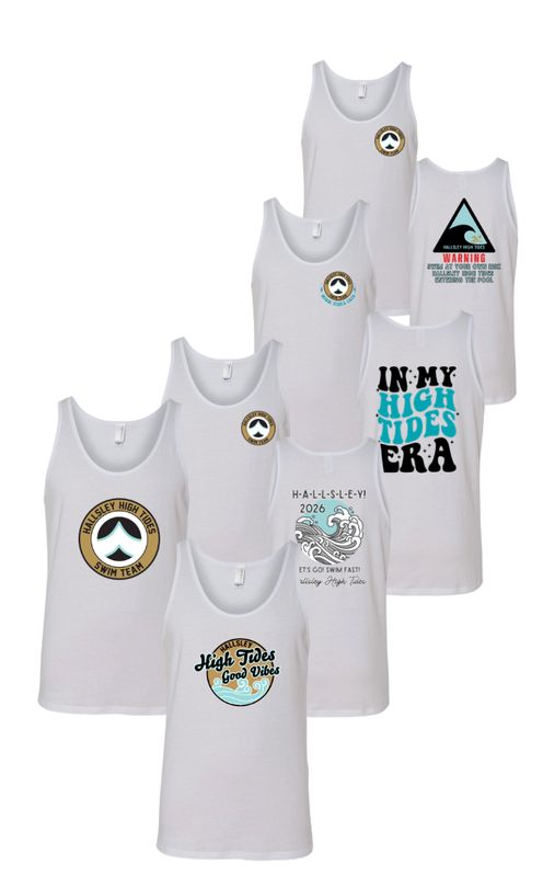 Hallsley High Tides Team Unisex Jersey Tank Top - White - 5 Design Options - Youth & Adult Sizes Hallsley High Tides Team Unisex Jersey Tank Top - White - 5 Design Options - Youth & Adult Sizes