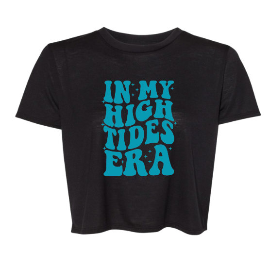 Hallsley High Tides Team Ladies Flowy Crop Tee - Black - 5 Design Options - Adult