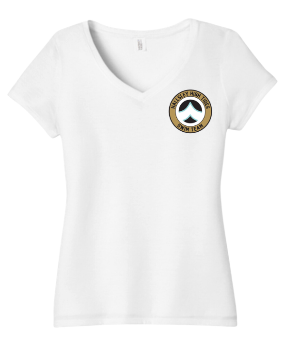 Hallsley High Tides Team Ladies V-Neck Tee - White - 3 Designs - Adult