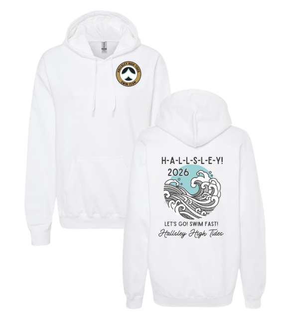 Hallsley High Tides Team Hoodie Sweatshirt - White - 5 Design Options - Youth & Adult Sizes