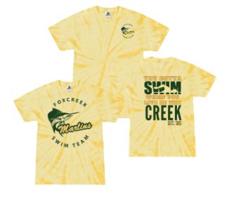 Foxcreek Marlins Tie Dyed T-Shirt - Yellow - 2 Design Options Foxcreek Marlins Tie Dyed T-Shirt - Yellow - 2 Design Options