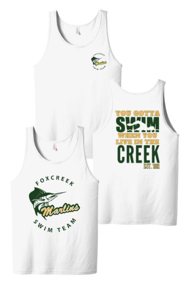 Foxcreek Marlins Unisex Jersey Tank Top - White - Adult & Youth