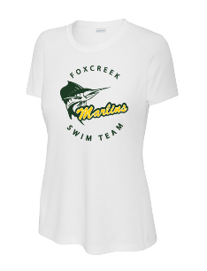 Foxcreek Marlins Ladies Moisture Wick Tee - White or Grey Concrete - 2 Design Options - Adult LADIES