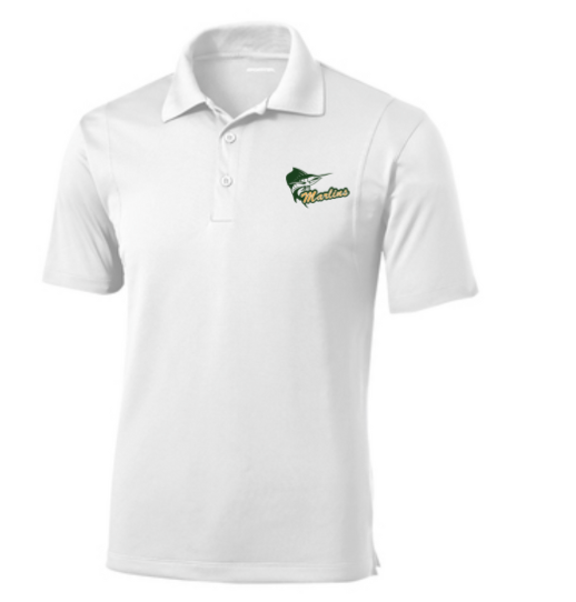 Foxcreek Marlins Mens Moisture Wick Polo with Embroidered Logo