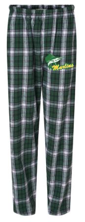 Foxcreek Marlins Custom Flannel Pajama Pants - Green/White Plaid- Youth and Adult