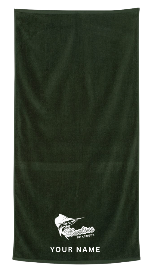 Foxcreek Marlins Custom Emboidered Team Towel - Yellow or Forest Green