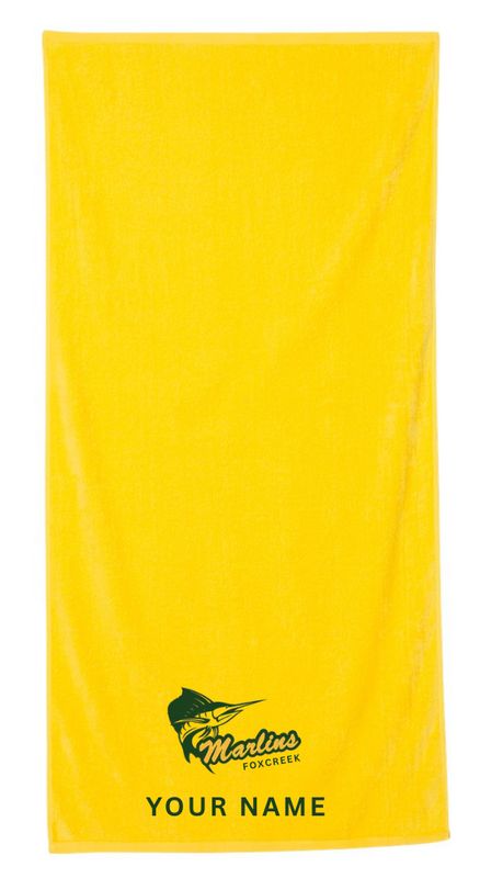 Foxcreek Marlins Custom Emboidered Team Towel - Yellow or Forest Green