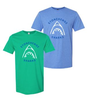 ​Stonehenge Sharks TEAM T-Shirt - Irish Green or Heather Royal - Stonehenge Sharks