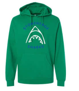 Stonehenge Sharks TEAM Hoodie Sweatshirt - Kelly Green - Adult Sizes