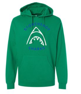 Stonehenge Sharks TEAM Hoodie Sweatshirt - Kelly Green - Adult Sizes