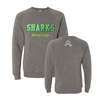 Stonehenge Sharks Varsity Crew Sweatshirt with Embroidery & Tackle Twill - Adult