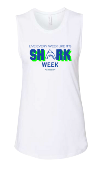 Stonehenge Sharks Ladies Muscle Tank Top - White - 3 Design Options - Adult