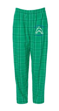 Stonehenge Sharks Custom Team Flannel Pajama Pants - Kelly Plaid - Adult Sizes