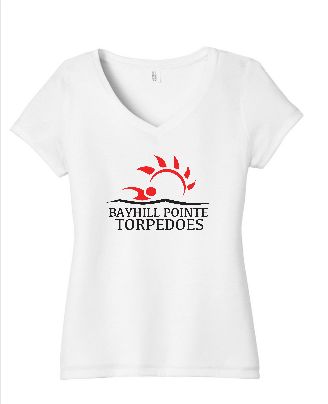Bayhill Pointe Torpedoes Ladies V-Neck Tee T-Shirt - White