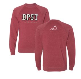 Bayhill Pointe Torpedoes Varsity Crew Sweatshirt with Embroidery & Tackle Twill - Crimson