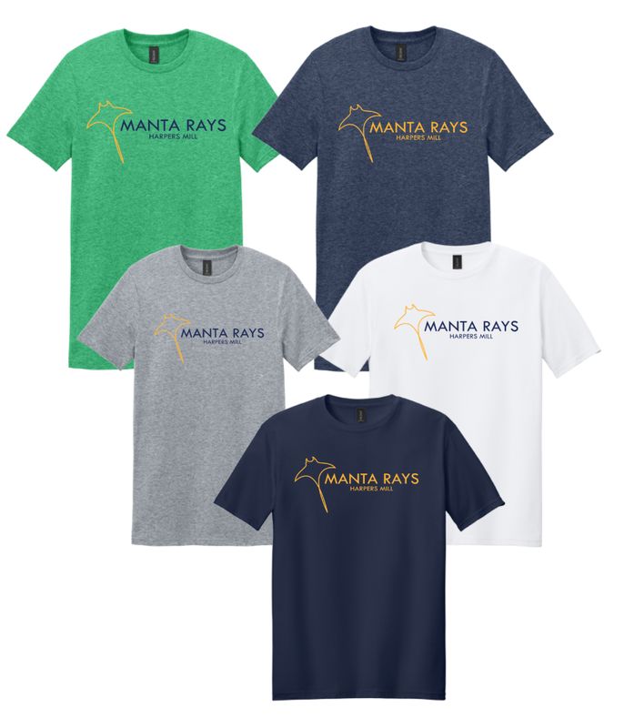 Harpers Mill Manta Rays TEAM T-Shirt - White, Navy, Heather Navy, Heather Irish Green or Sport Grey- Youth & Adult Sizes - with Optional Personalization Harpers Mill Manta Rays TEAM T-Shirt - White, Navy, Heather Navy, Heather Irish Green or Sport Grey- Youth & Adult Sizes - with Optional Personalization