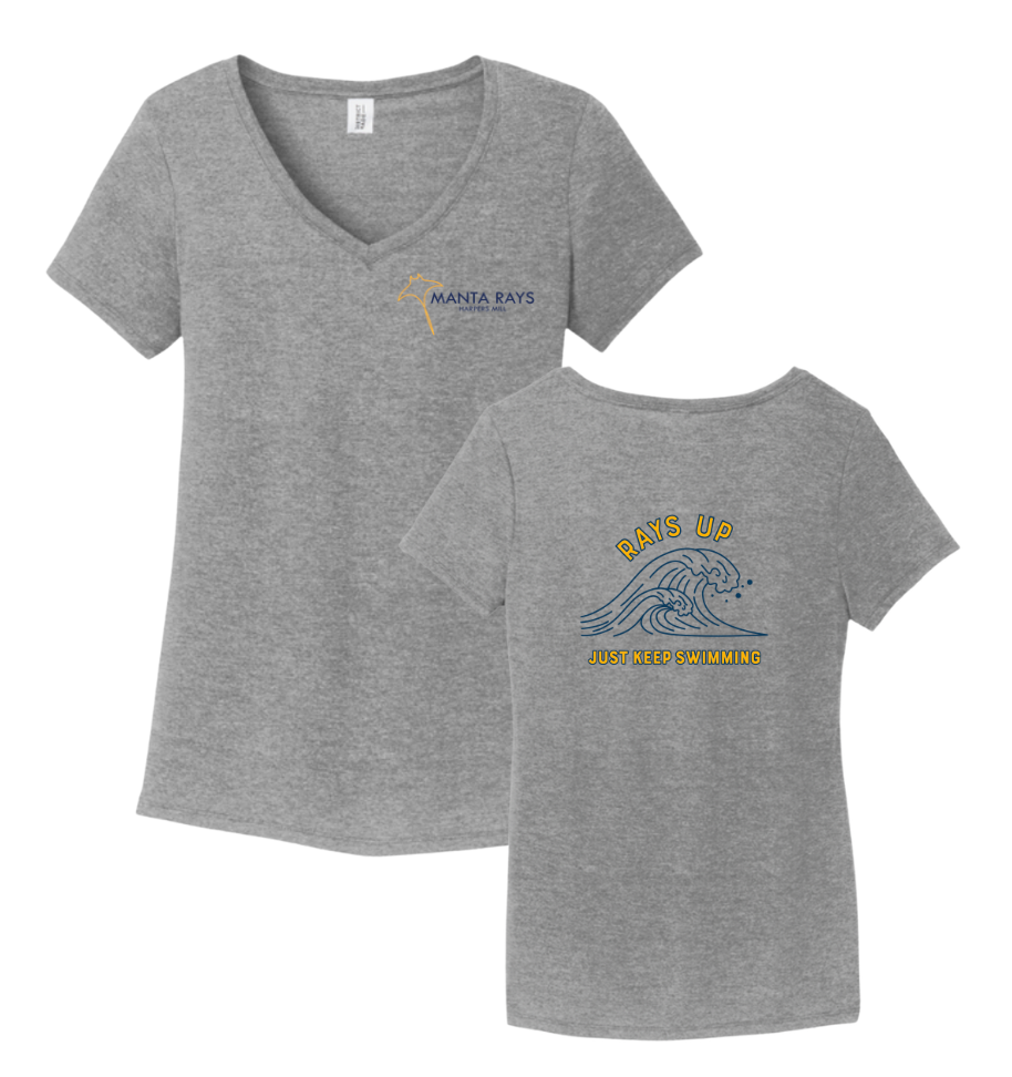 Harpers Mill Manta Rays Ladies TEAM V-Neck Tee- Grey Frost - 5 Design Options - Adult Sizes - Optional Personalization