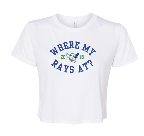 Harpers Mill Manta Rays Ladies Flowy Crop Tee - White - 4 Design Options - Adult