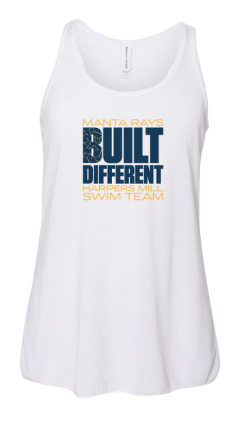 Harpers Mill Manta Rays LADIES & GIRLS Flowy Racerback Tank - White - 4 Design Options - Youth & Adult Sizes