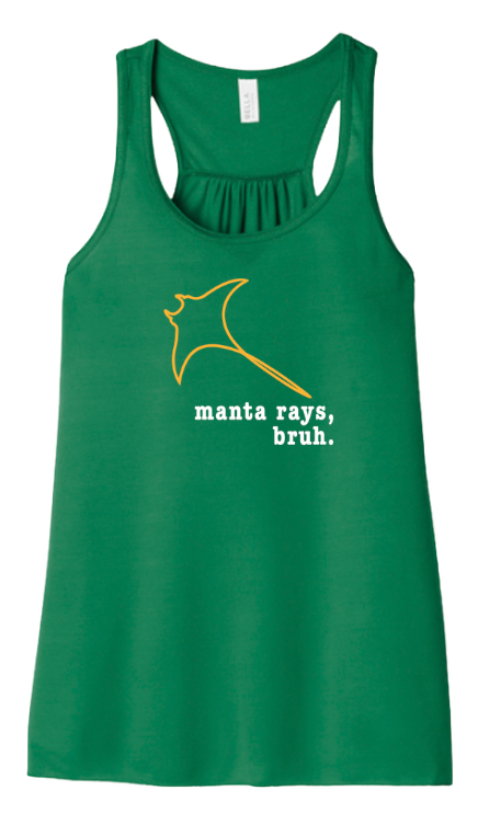 Harpers Mill Manta Rays Ladies Flowy Racerback Tank - Kelly Green - 3 Design Options