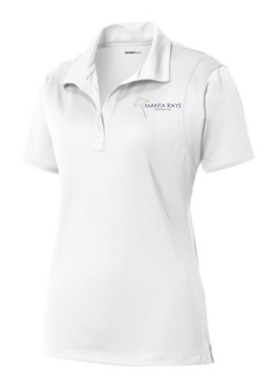 Harpers Mill Manta Rays Ladies Moisture Wick Polo with Embroidered Logo - White or Kelly Green - Adult Sizes