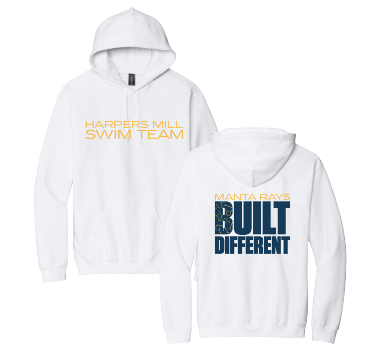 Harpers Mill Manta Rays Team Hoodie Sweatshirt -  White - 5 Design Options -  With Optional Personalization - Youth & Adult Sizes