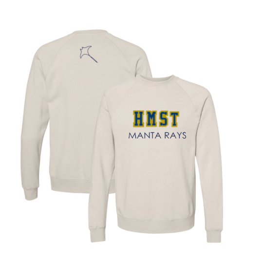 Harpers Mill Manta Rays Custom Varsity Crew Sweatshirt with Embroidery & Tackle Twill