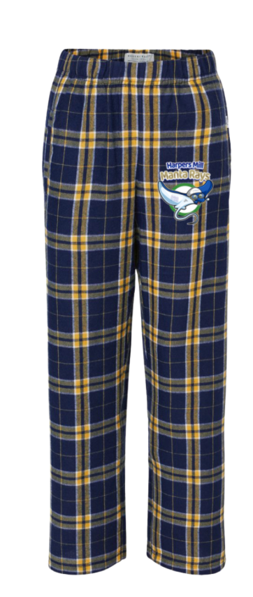 Harpers Mill Manta Rays Flannel Pajama Pants - 2 Design Options - Navy/Gold - Youth & Adult Sizing