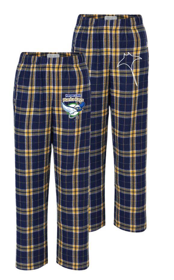 Harpers Mill Manta Rays Flannel Pajama Pants - 2 Design Options - Navy/Gold - Youth & Adult Sizing Harpers Mill Manta Rays Flannel Pajama Pants - 2 Design Options - Navy/Gold - Youth & Adult Sizing