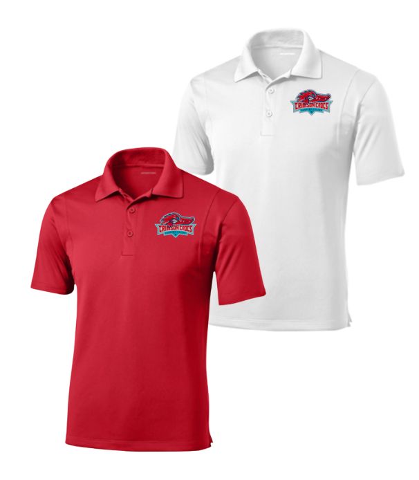 Charter Colony Crimson Crocs Mens Moisture Wick Polo with Embroidered Logo