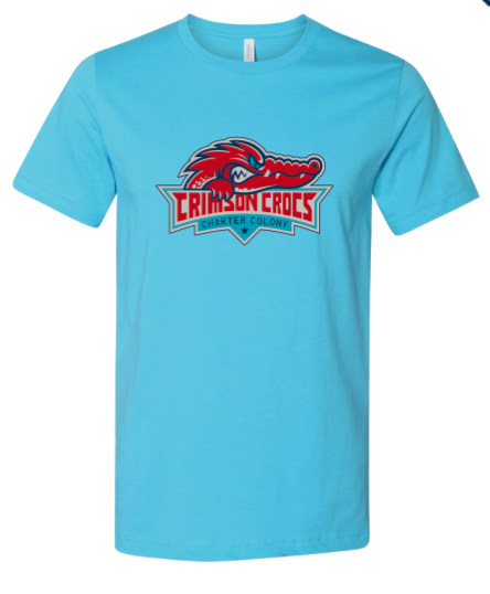 Charter Colony Crimson Crocs Team T-Shirt - Turquoise - 3 Designs - Adult Sizes