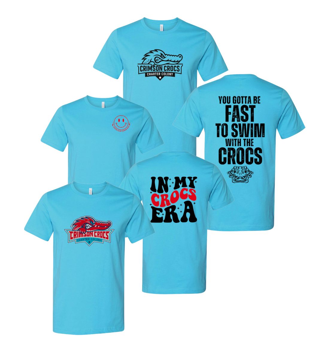 Charter Colony Crimson Crocs Team T-Shirt - Turquoise - 3 Designs - Adult Sizes