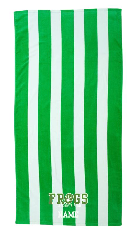 Gregorys Pond Custom Embroidered Beach Towel- Kelly Green Stripe