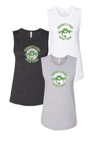 Gregorys Pond Ladies Muscle Tank Top - Dark Grey Heather, White or Athletic Grey - Gregory's Pond Design - Adult