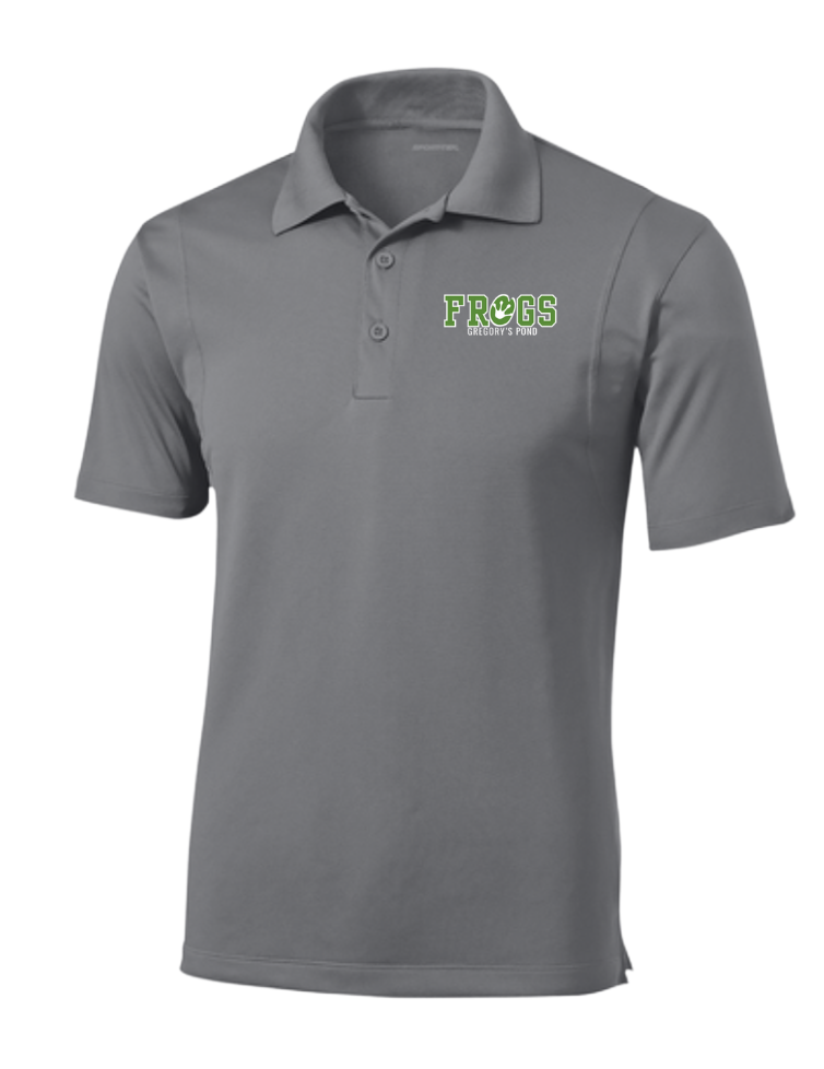 Gregorys Pond Mens Moisture Wick Polo with Embroidered Logo - Grey Concrete - Mens