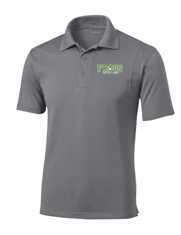 Gregorys Pond Mens Moisture Wick Polo with Embroidered Logo - Grey Concrete - Mens