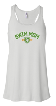 Gregorys Pond Ladies Flowy Racerback Tank - Athletic Grey, Dark Grey Heather or White - SWIM MOM - Adult