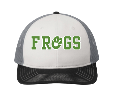 Gregorys Pond Custom Embroidered Snapback Trucker Cap Hat- White/Black/Grey Gregorys Pond Custom Embroidered Snapback Trucker Cap Hat- White/Black/Grey