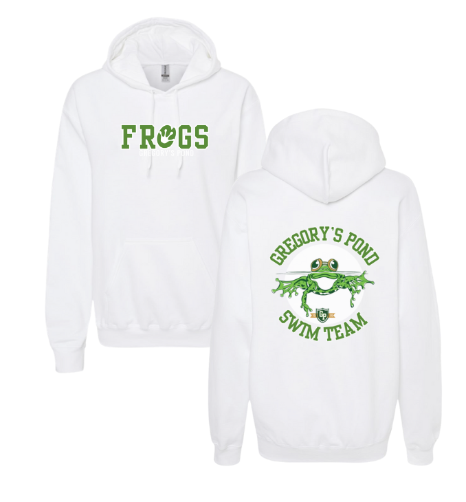 Gregorys Pond Team Hoodie Sweatshirt - White, Dark Heather or Sport Grey