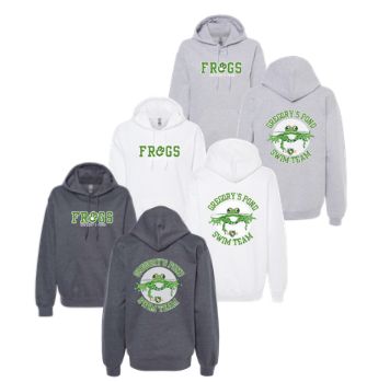 Gregorys Pond Team Hoodie Sweatshirt - White, Dark Heather or Sport Grey Gregorys Pond Team Hoodie Sweatshirt - White, Dark Heather or Sport Grey