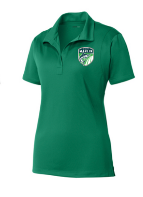 Smoketree Mighty Marlin Ladies Moisture Wick Polo  with Embroidered Logo - Kelly Green or White - Adult