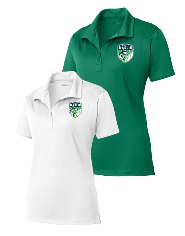 Smoketree Mighty Marlin Ladies Moisture Wick Polo  with Embroidered Logo - Kelly Green or White - Adult