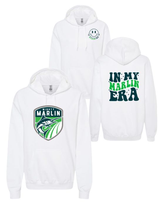 Smoketree Mighty Marlin Team Hoodie Sweatshirt - White - 2 Design Options