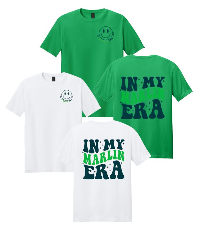 Smoketree Mighty Marlin "IN MY MARLIN ERA" Team T-Shirt- White or Irish Green